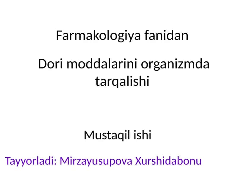 mustaqil ish Farmakologiya fanidan 1