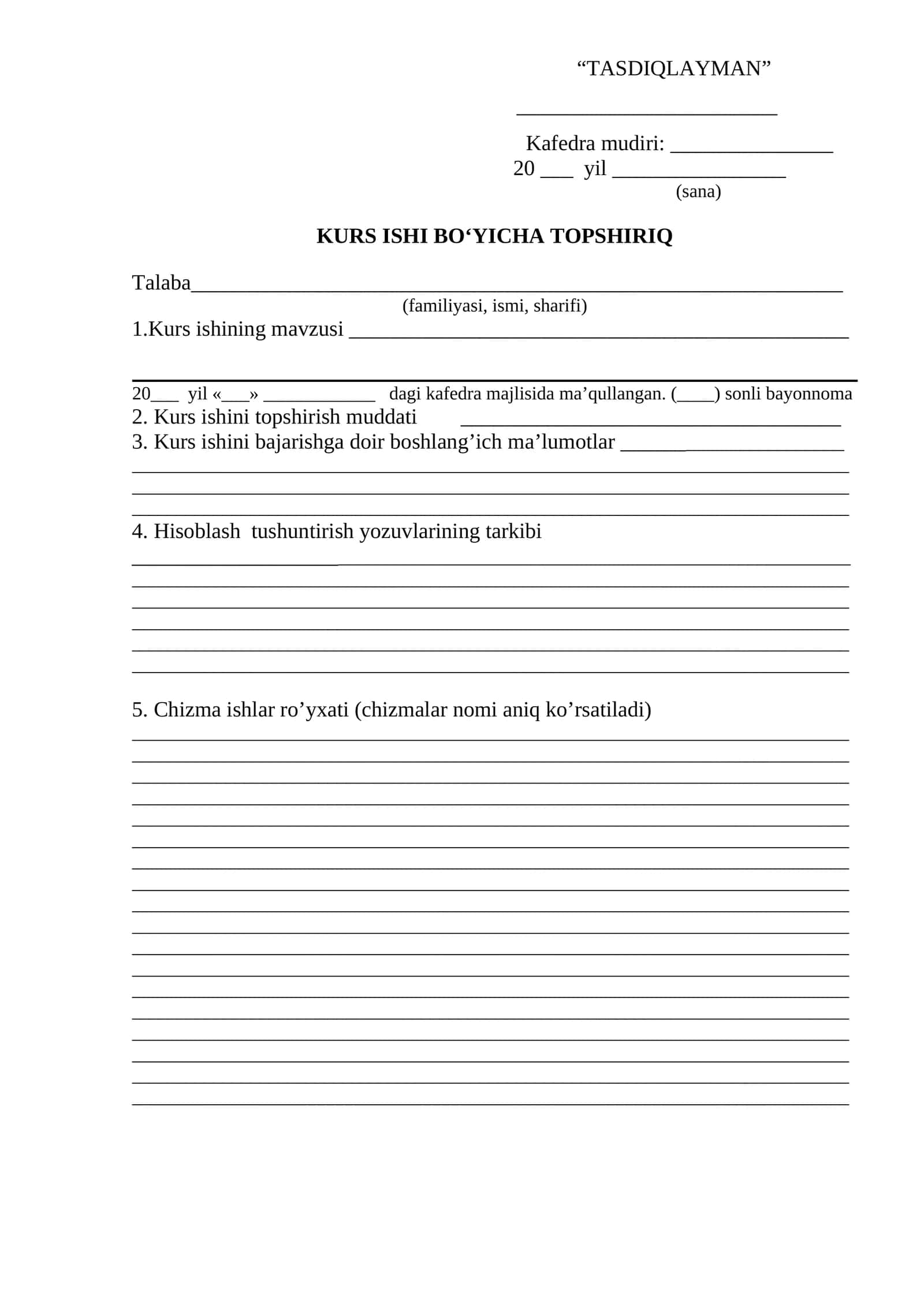 TASDIQLAYMAN KURSI 1