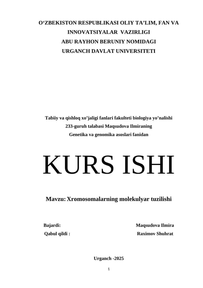 Xromosomalarning molekulyar tuzilishi 1