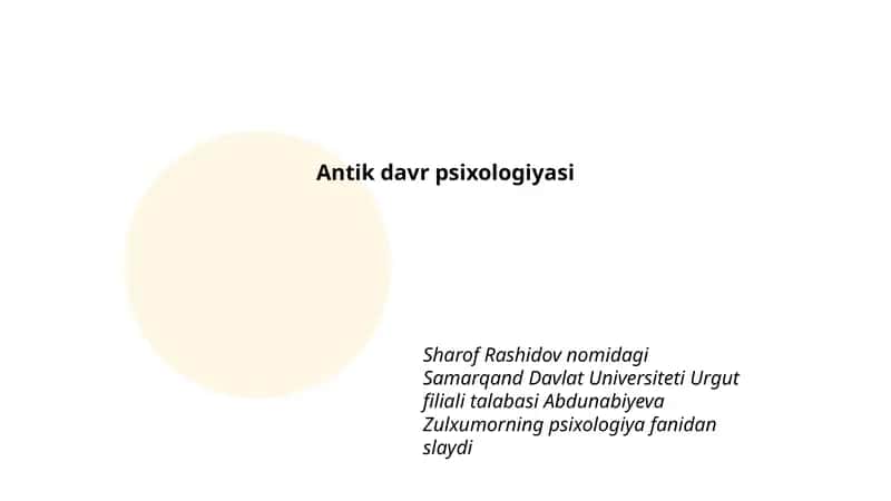 Antik davr psixologiyasi 1