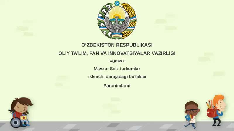 So'zturkumlar ikkinchi daraja dagi bo'laklar Paronimlarni 1
