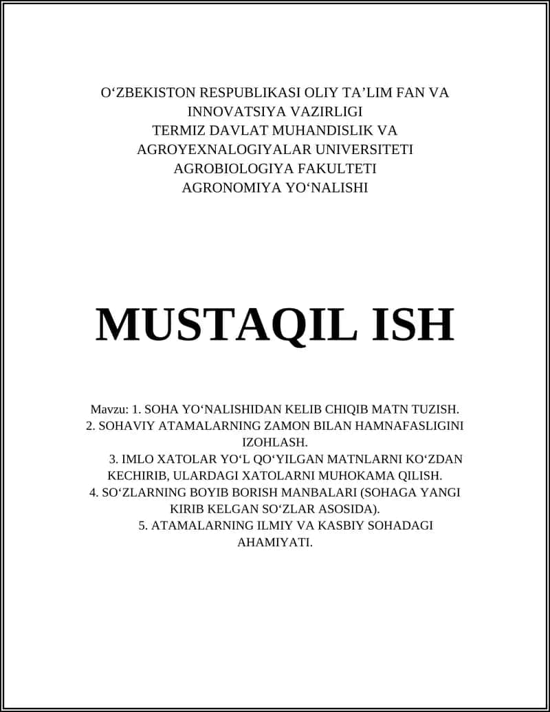 Soha tili va kasbiy matn tuzish uslublari 1