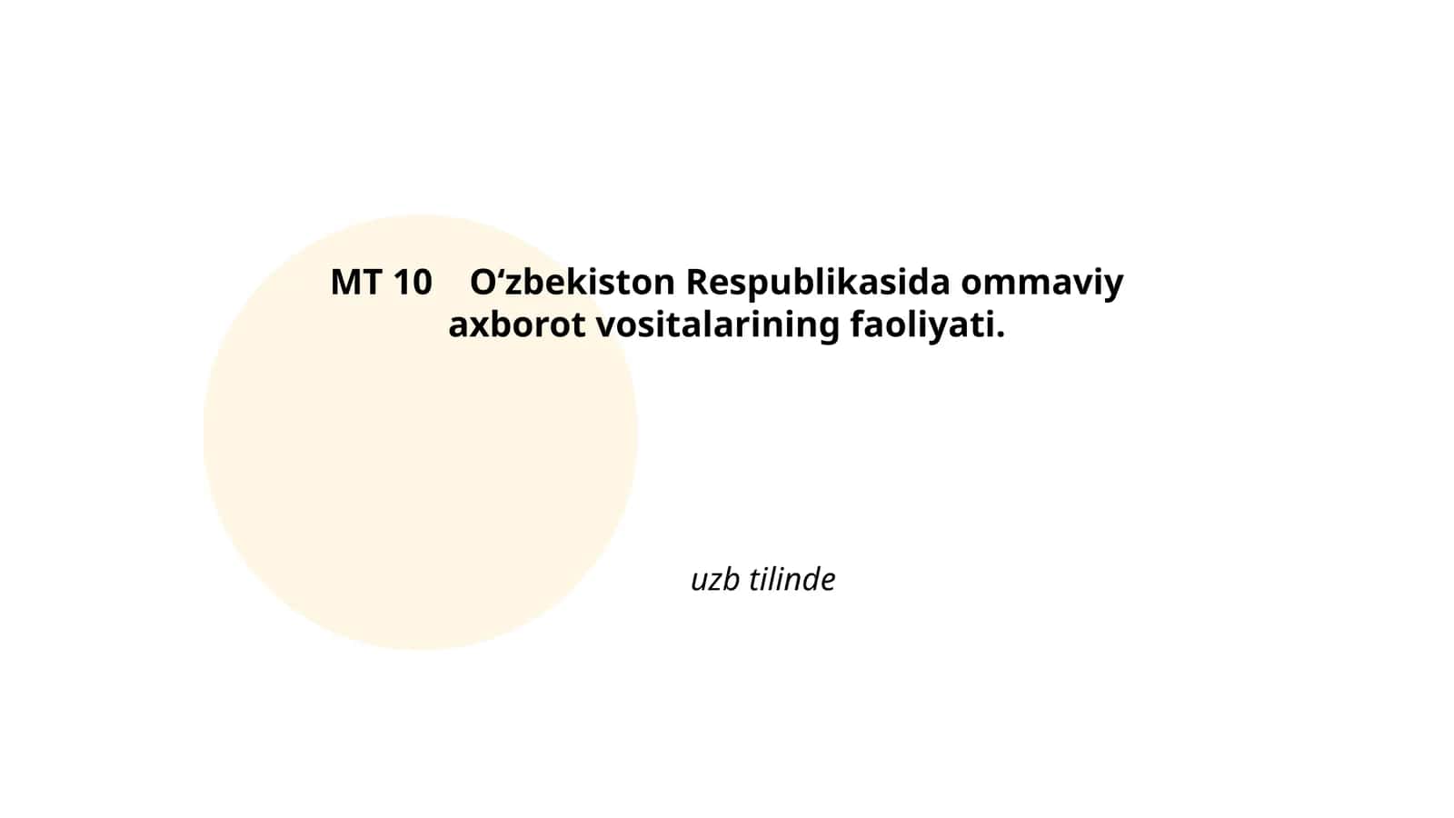 O‘zbekiston Respublikasida ommaviy axborot vositalarining faoliyati 1