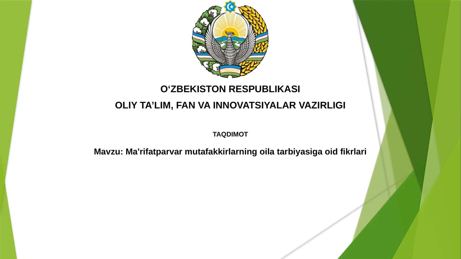 Ma'rifatparvarmutafakkirlarning oila tarbiyasiga oid fikrlari 1