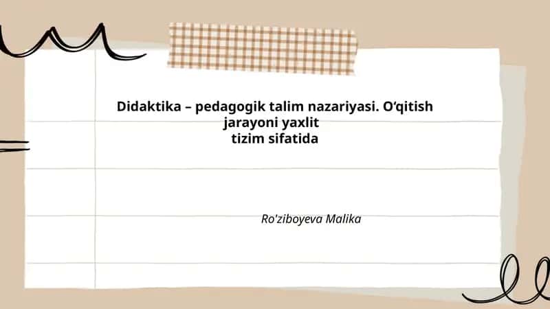 Didaktika – pedagogik talim nazariyasi 1