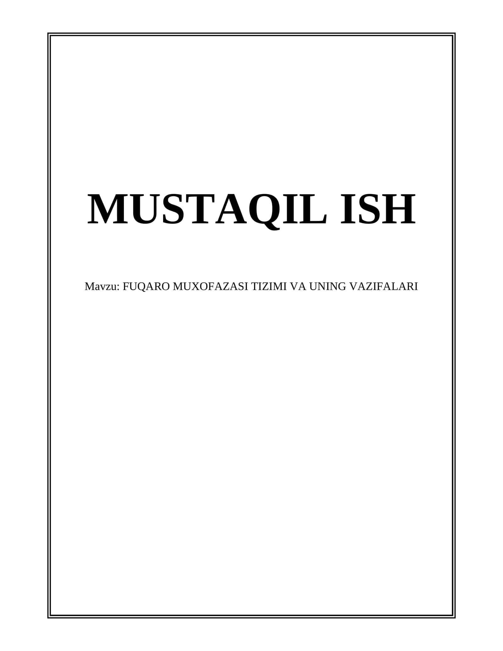 FUQARO MUXOFAZASI TIZIMI VA UNING VAZIFALARI 1
