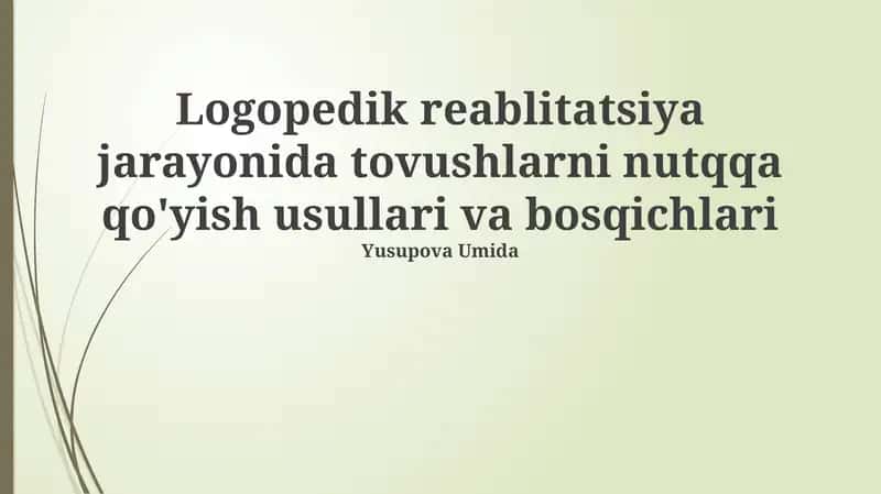 Nutq terapiyasi reabilitatsiyasida ovozni qayd etish bosqichlari 1