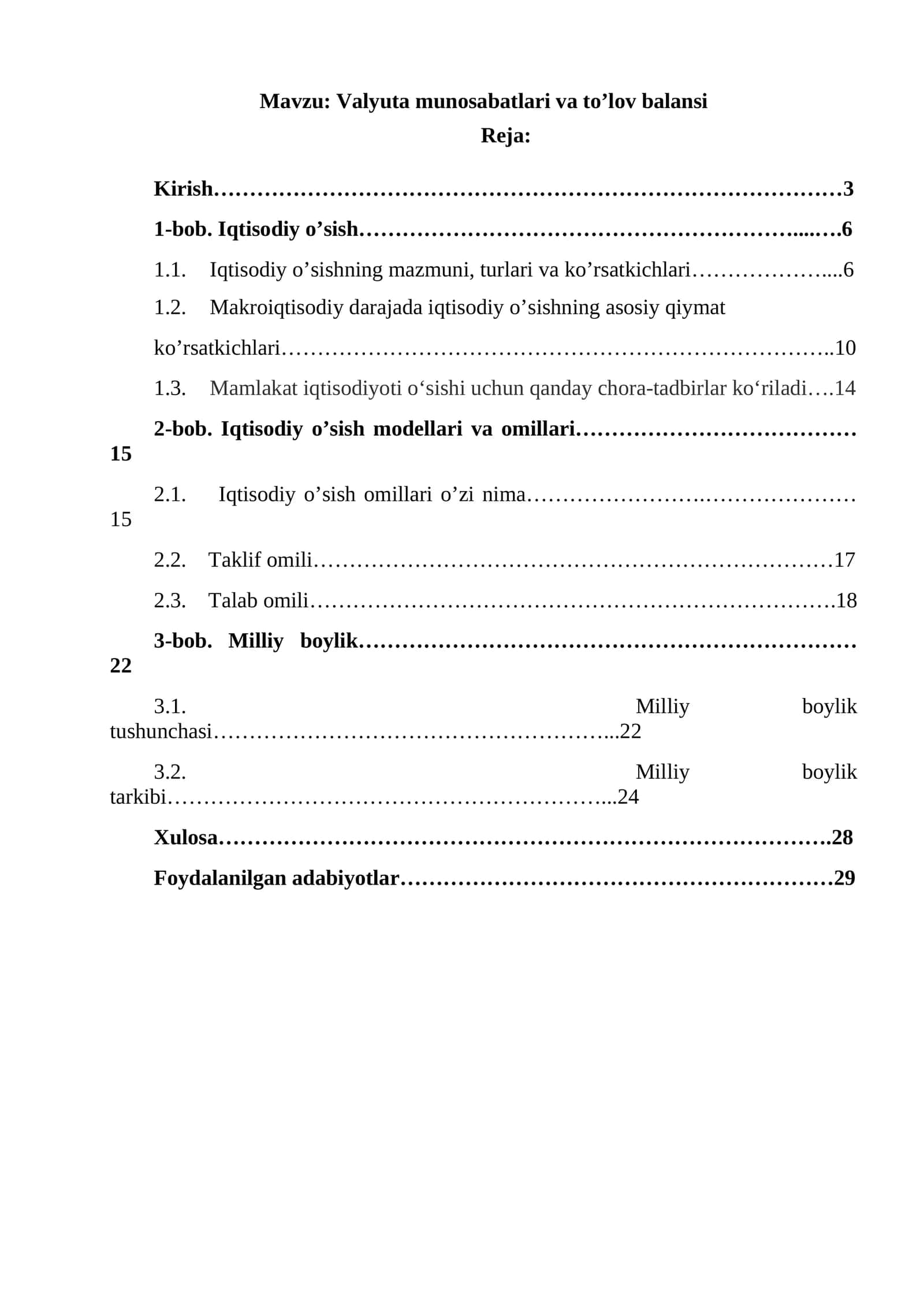 Valyuta munosabatlari va to’lov balansi 1