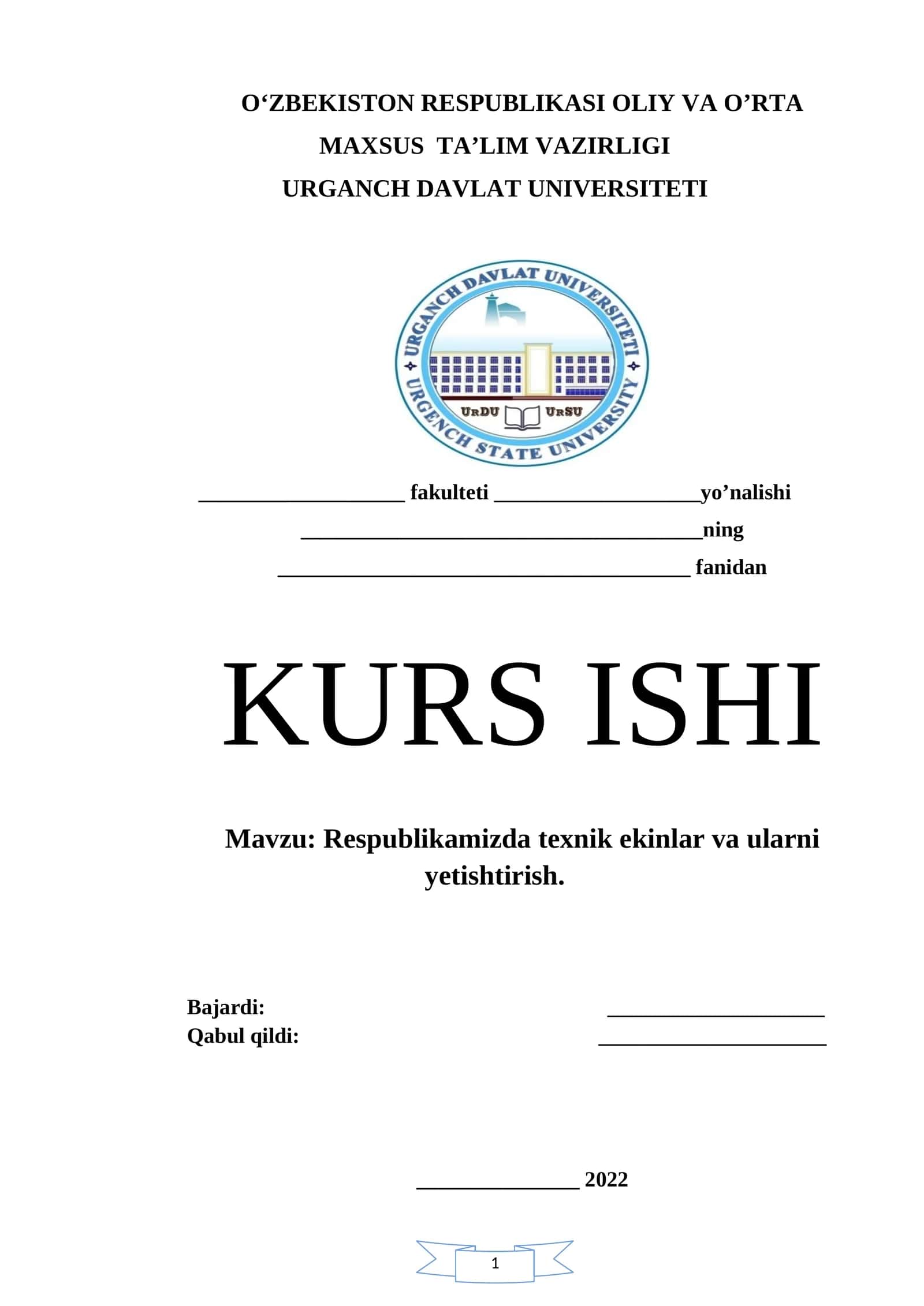 Texnik ekinlar va ularni yetishtirish 1