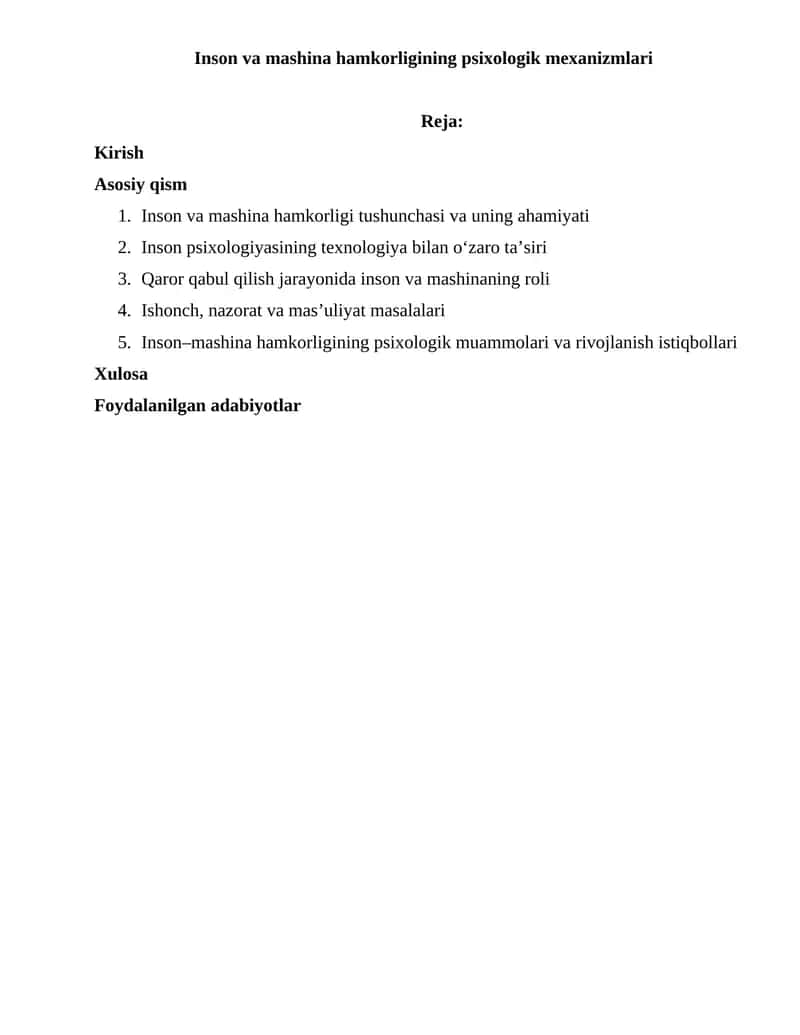 Inson va mashina hamkorligining psixologik mexanizmlari 1