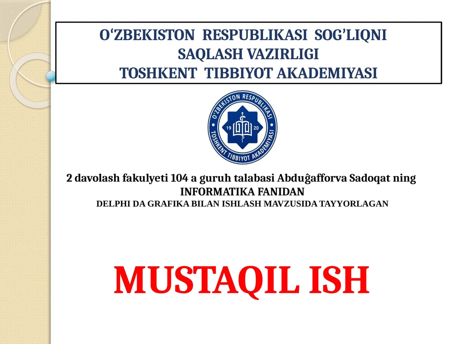 DELPHI DA GRAFIKA BILAN ISHLASH 1