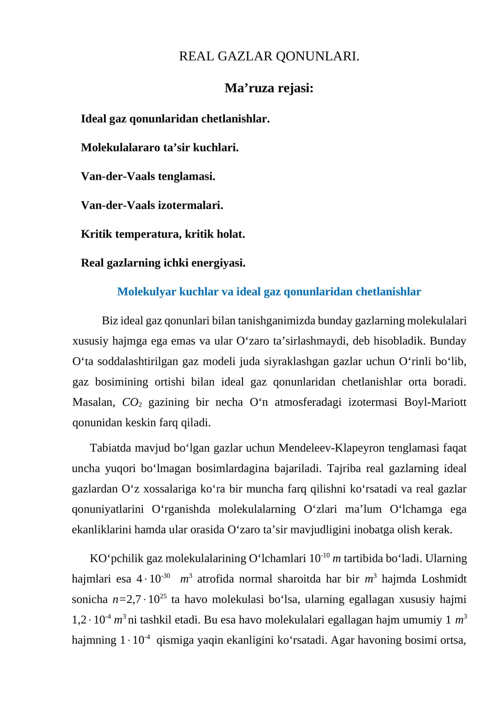 Real Gazlar Qonunlari 1
