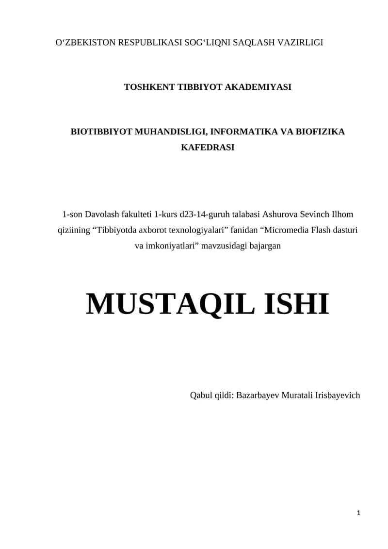 Micromedia Flash dasturi va imkoniyatlari 1