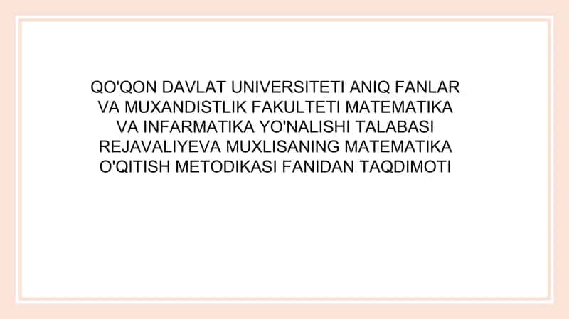 Matematika oqitish metodikasida masofaviy talim tizimili. 1
