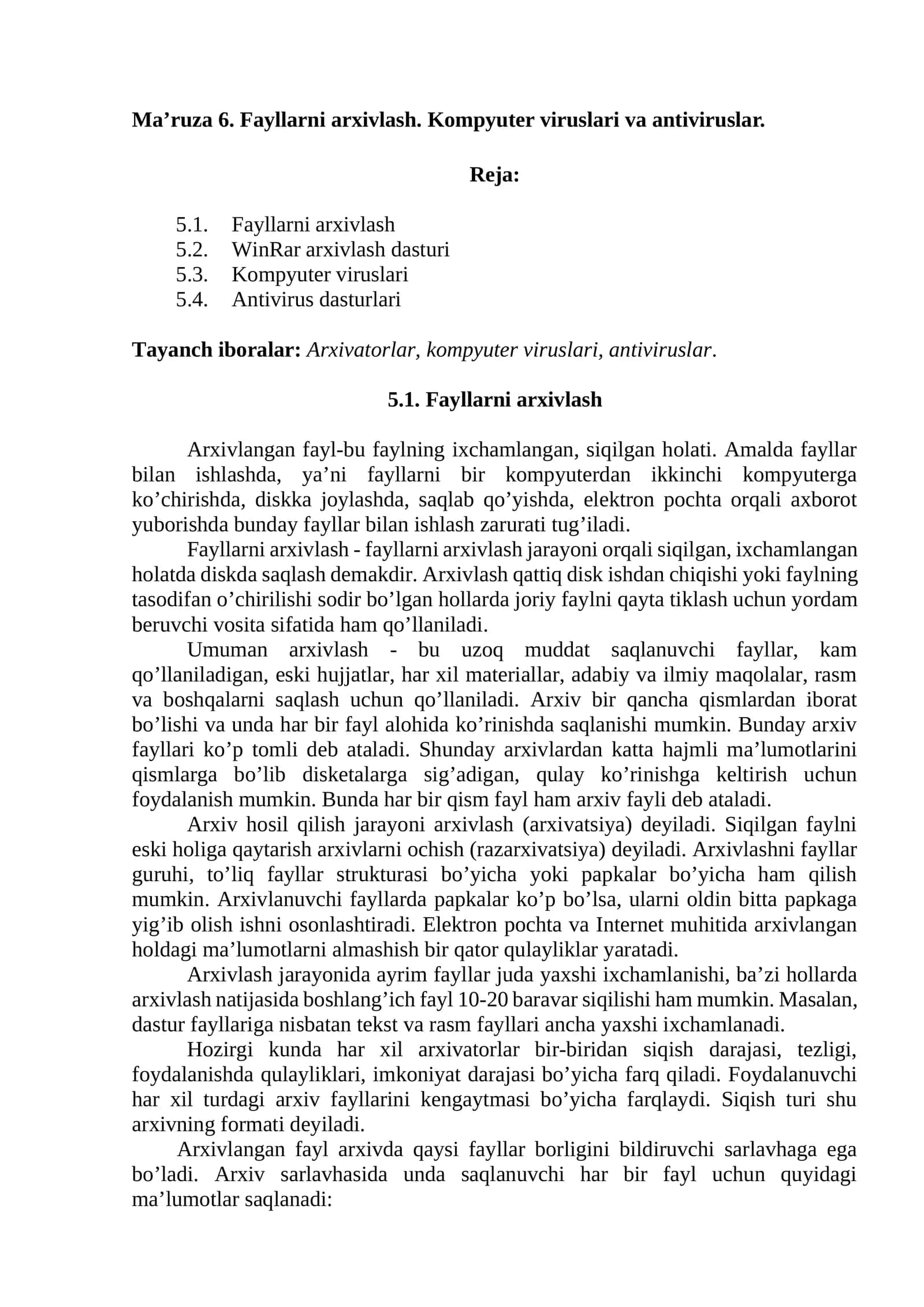 Fayllarni arxivlash 1