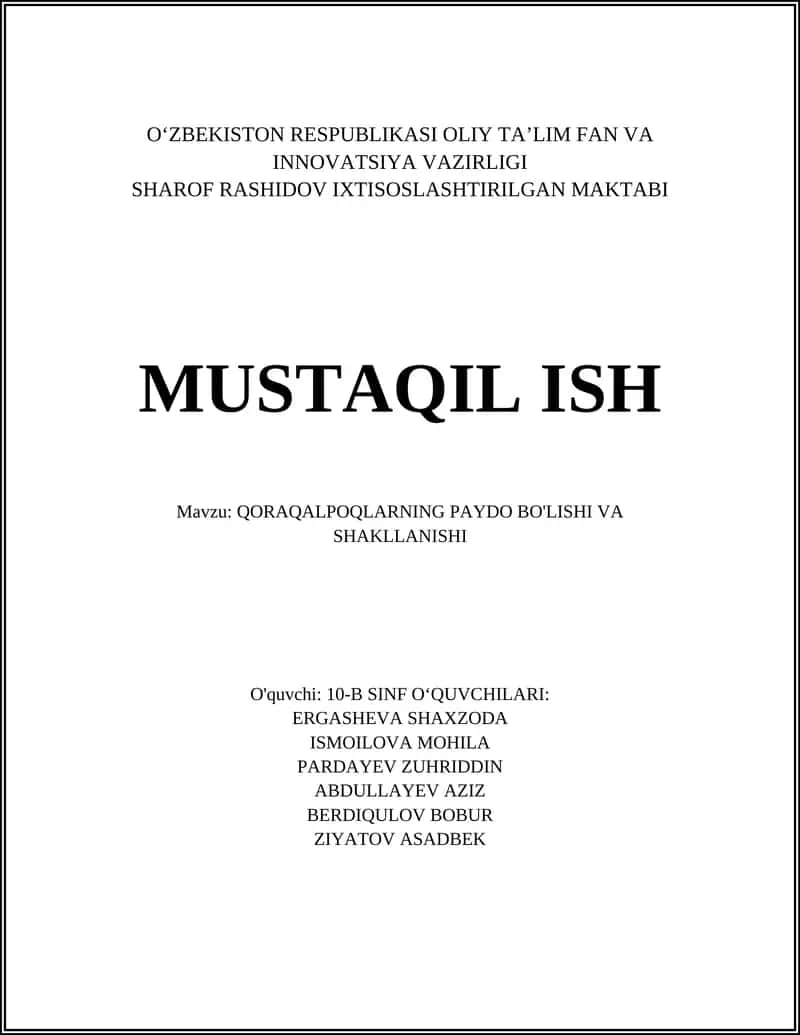 Qoraqalpoqlarning Paydo Bo'lishi va Shakllanishi 1