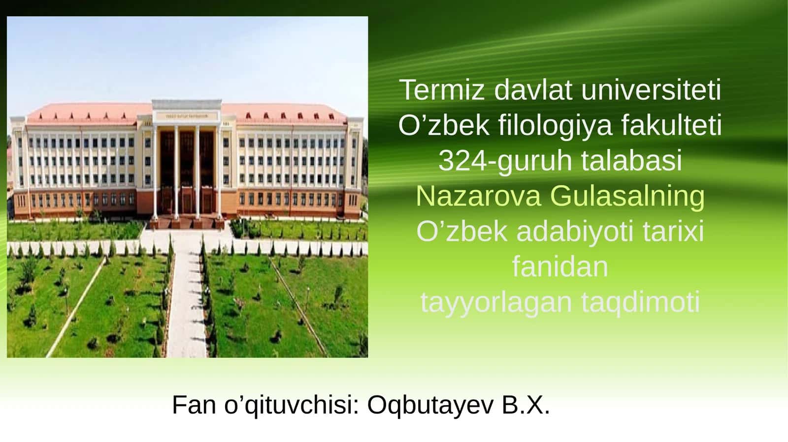 O’zbek adabiyoti tarixi fanini o‘qitish 1