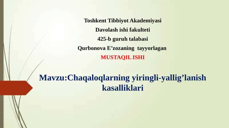 Chaqaloqlarning yiringli-yallig’lanish kasalliklari 1
