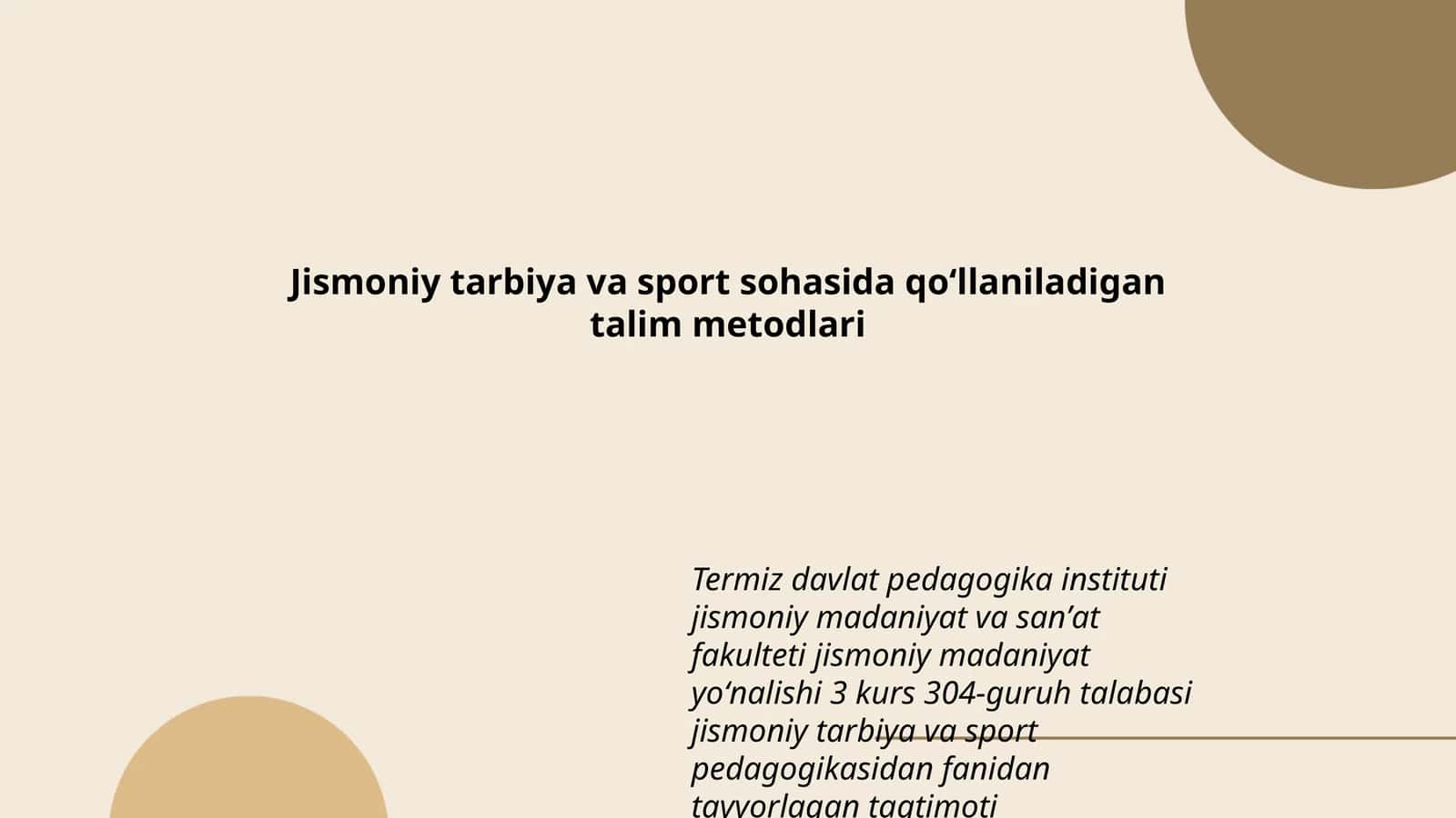Jismoniy tarbiya va sport sohasida qoʻllaniladigan talim metodlari 1