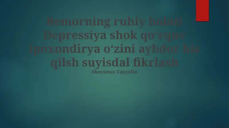 Tongdagi Ruhiy Holat: Aybdorlik Hissi 1