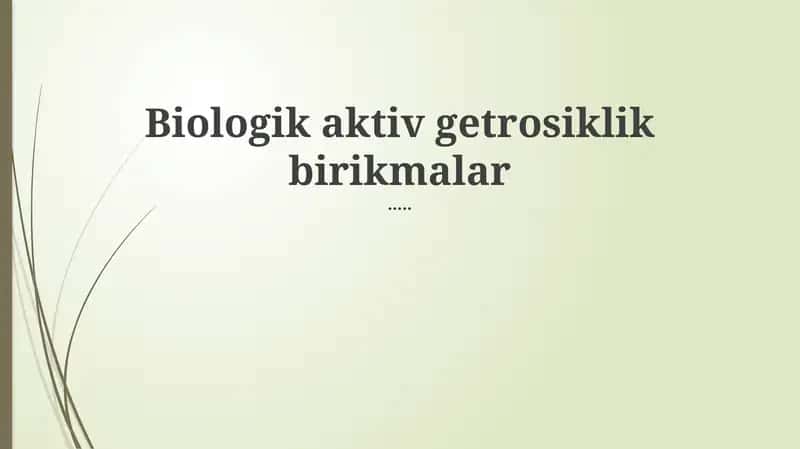 Geterosiklik birikmalar 1