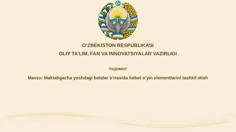 Maktabga yoshdagi bolalar o'rtasida futbol o'yini elementlarini tashkil etish 1