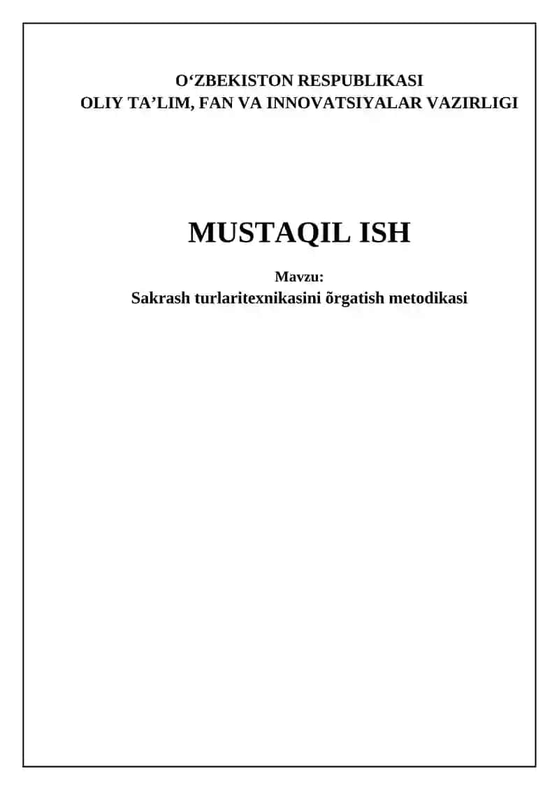 Sakrash turlaritexnikasini õrgatish metodikasi