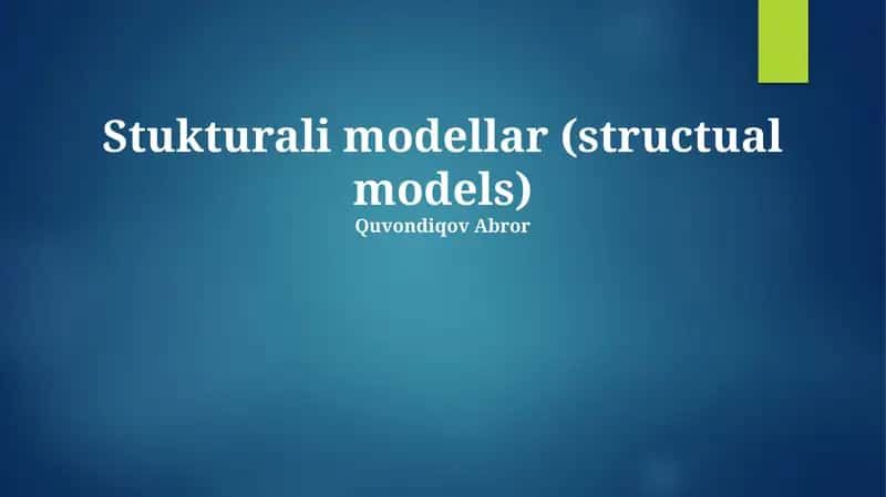 Tuzilma Modellarining Asoslar 1