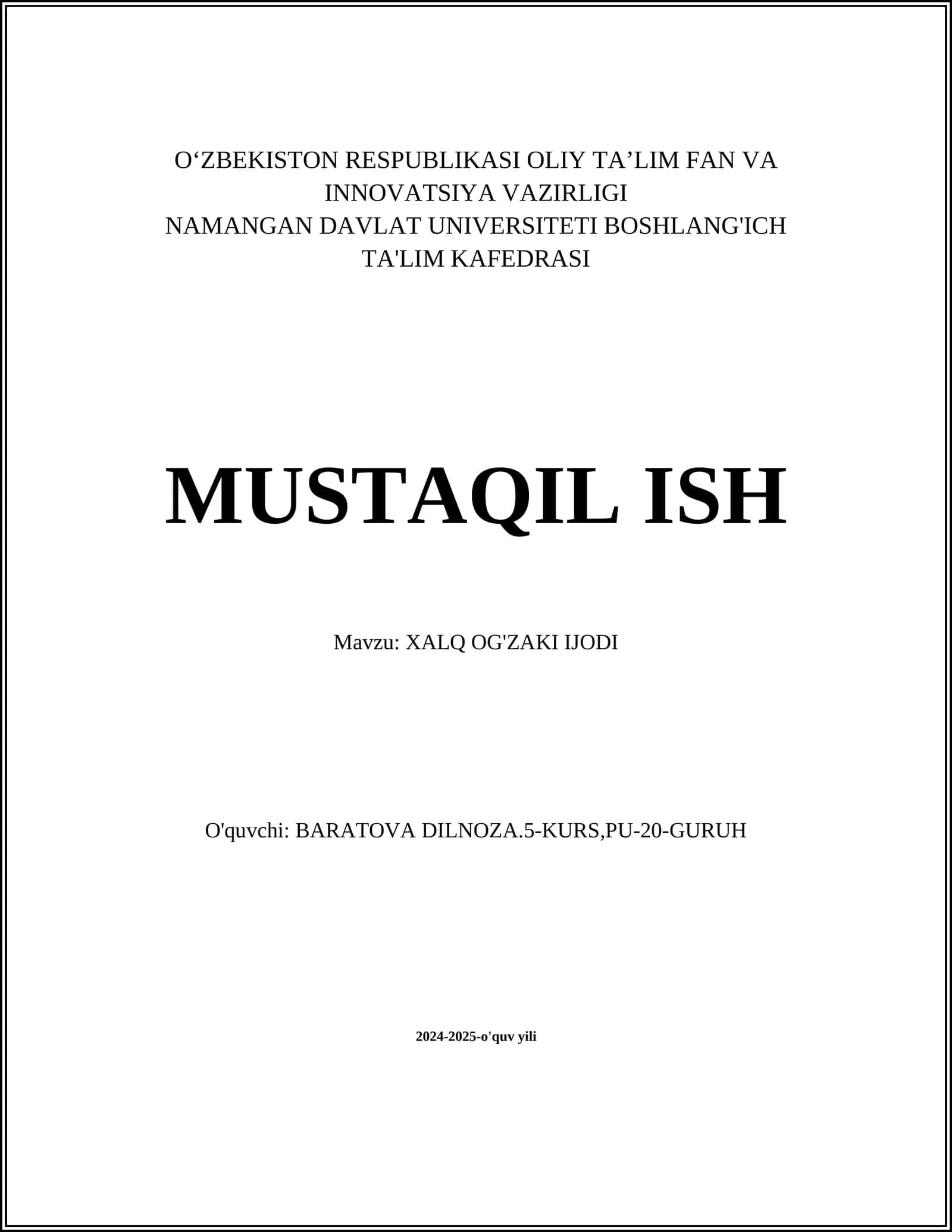 Xalq og'zaki Ijodi 1