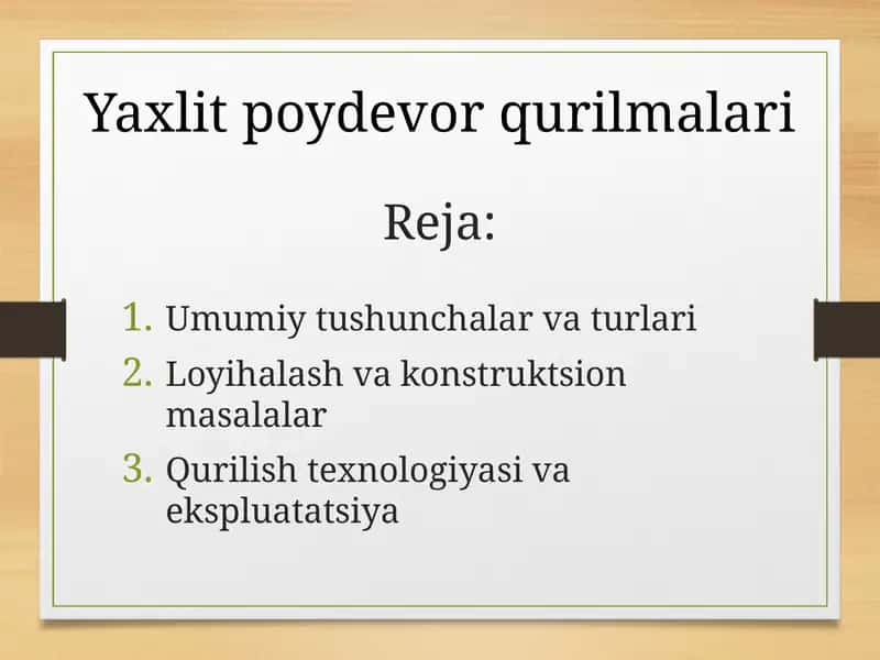 Yaxlit poydevor qurilmalari 1