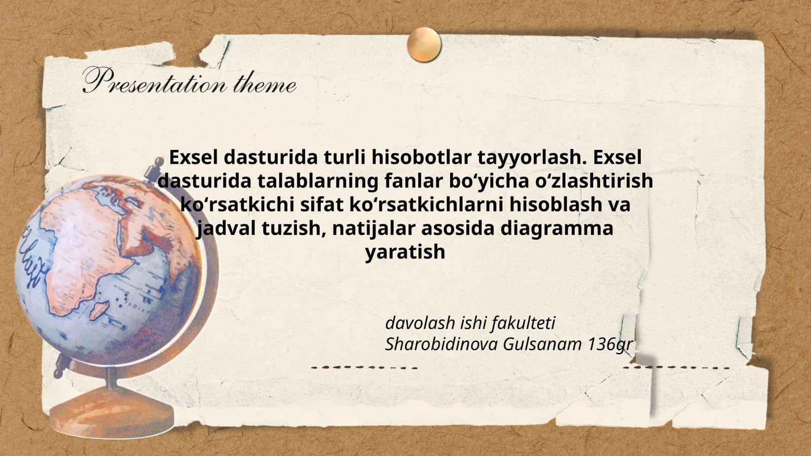 Exsel dasturida turli hisobotlar tayyorlash 1