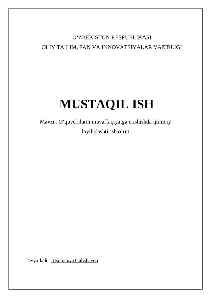 Oʻquvchilarni muvaffaqiyatga erishishda ijtimoiy loyihalashtirish oʻrni 1