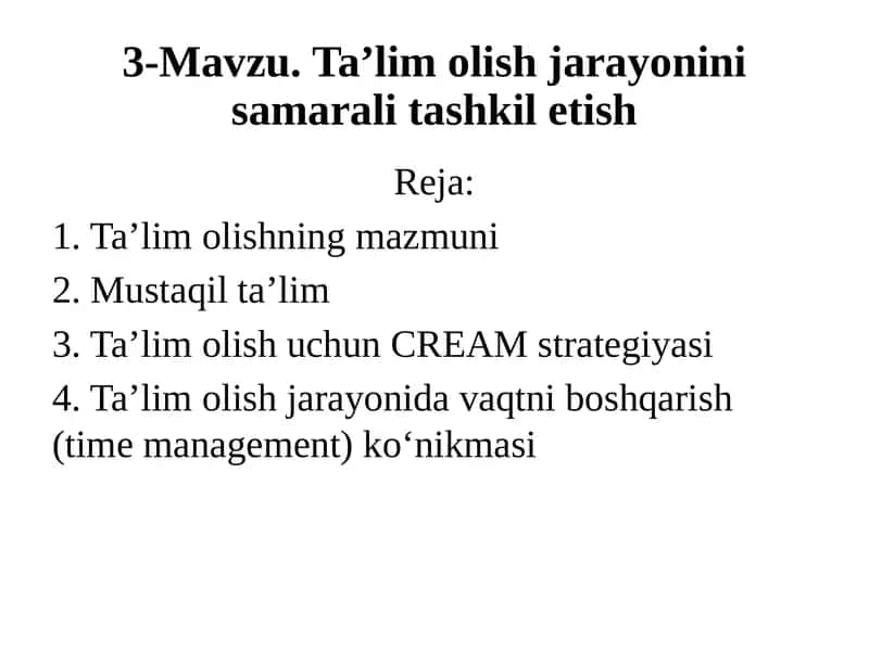 Ta'limolish jarayonini samarali tashkilotish 1