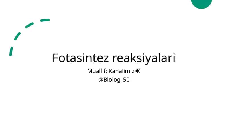 Fotasintez reaksiyalari 1