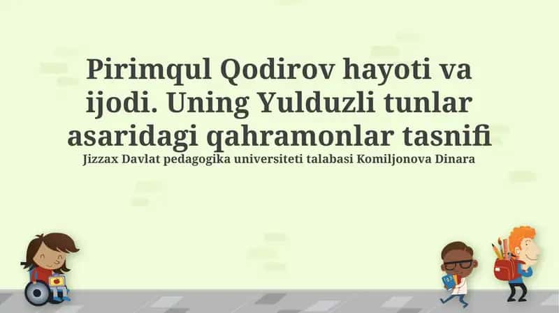 "Yulduzli Kechalar" Romanidagi Qahramonlarning Xarakteristikasi 1