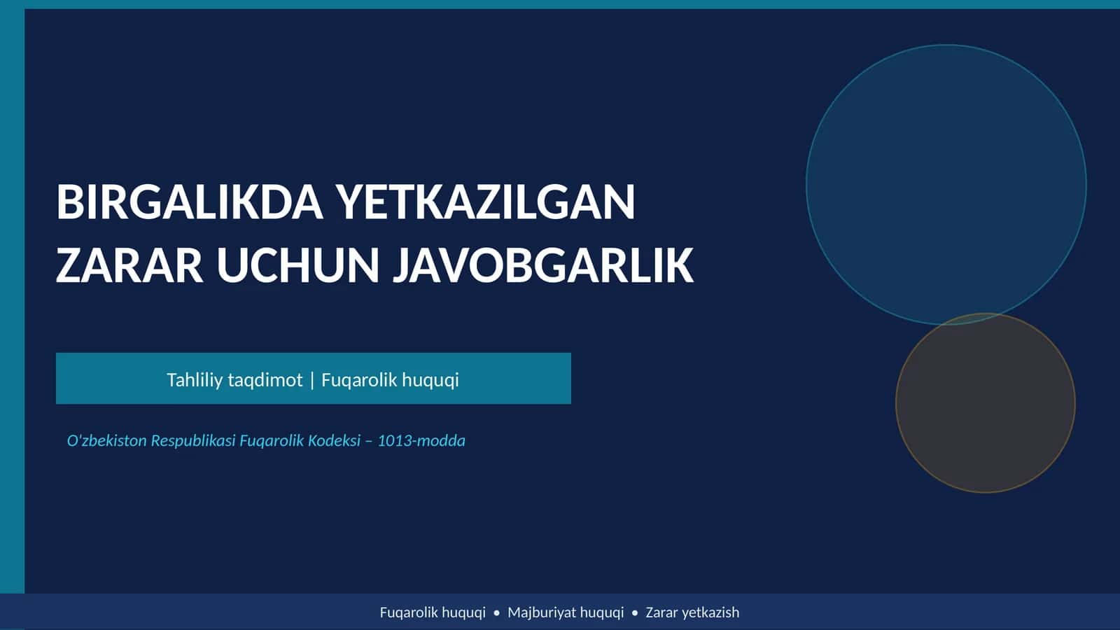 BIRGALIKDA YETKAZILGAN ZARAR UCHUN JAVOBGARLIK 1