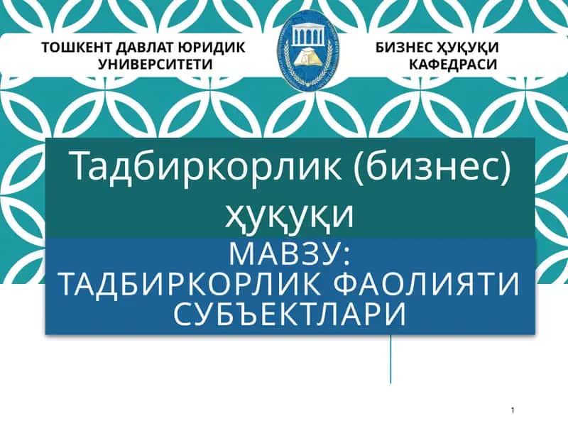 Тадбиркорликфаолиятисубъектлари 1