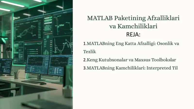MATLAB Paketining Afzalliklari va Kamchiliklari 1