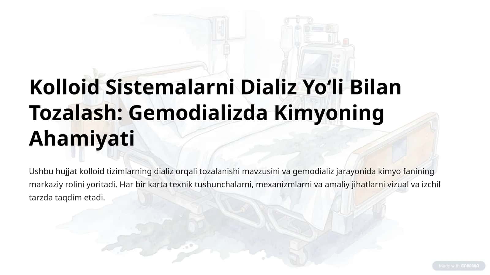 Kolloid Sistemalarni Dializ Yoʻli Bilan Tozalash: Gemodializda Kimyoning Ahamiyati 1