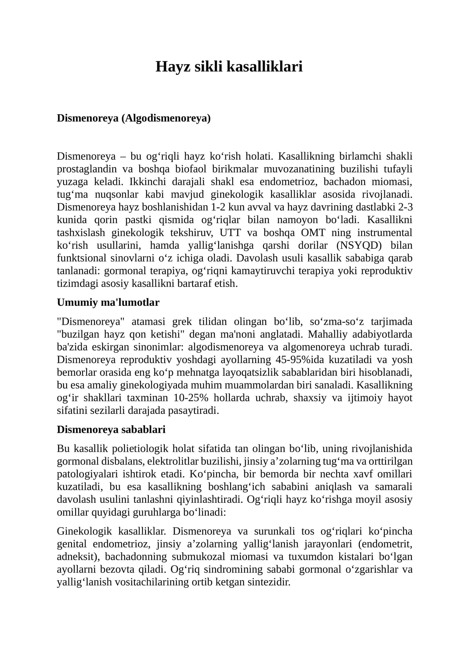 Hayz sikli kasalliklari 1