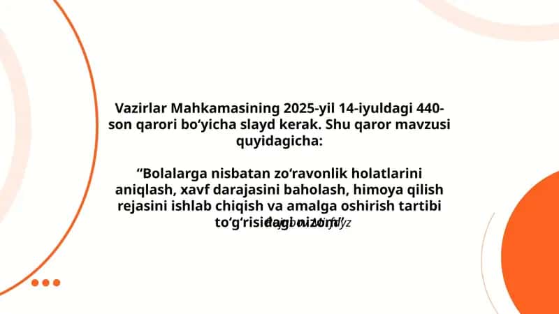 Bolalarga zo‘ravonlik holatlarini aniqlash va himoya qilish nizomi 1