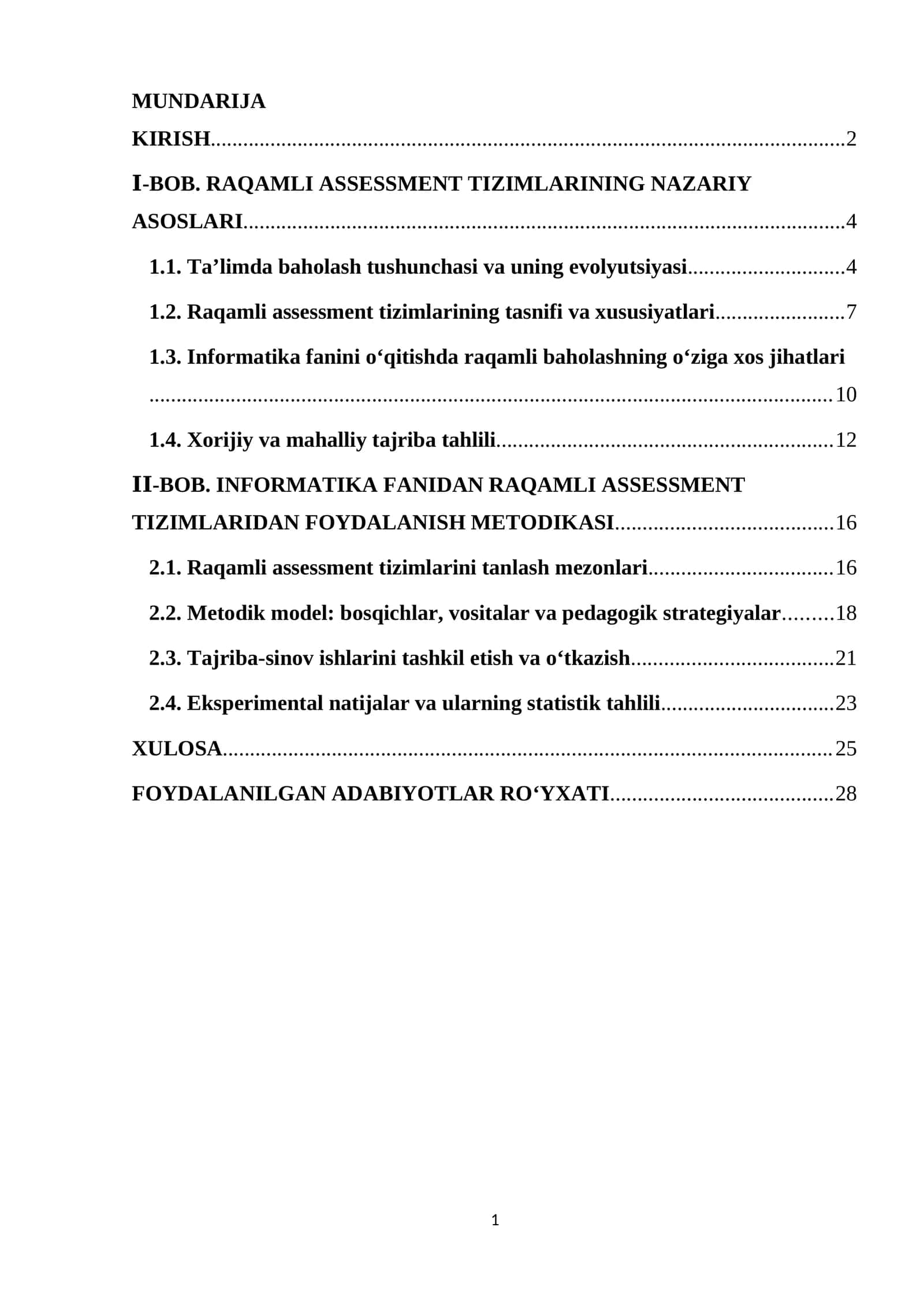 Informatika fanidan bilimlarni baholashda raqamli assessment tizimlaridan foydalanish metodikasi. 1