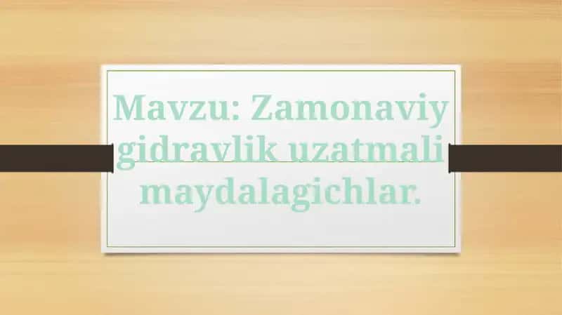 Zamonaviy gidravlik uzatmali maydalagichlar. 1