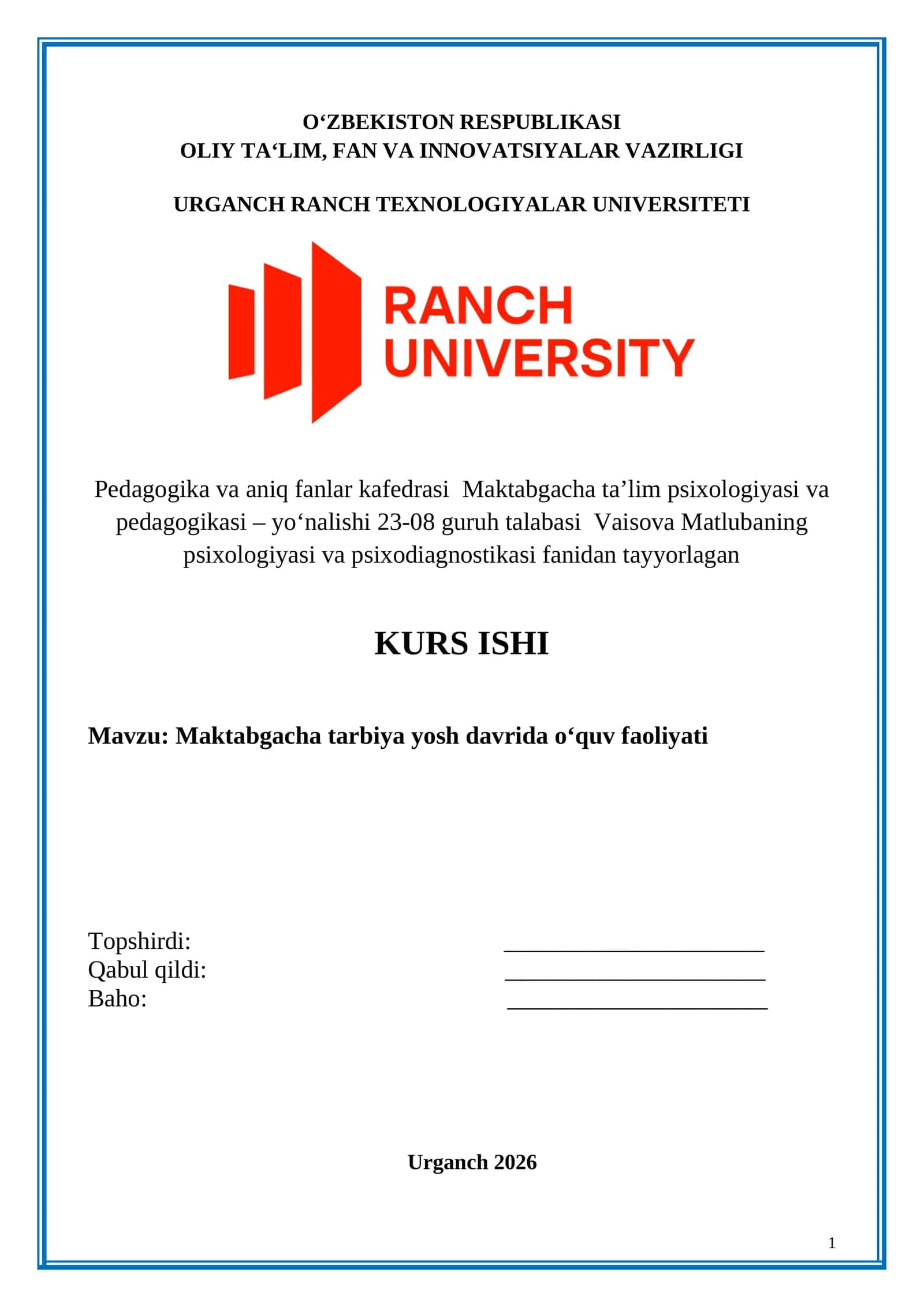 Maktabgacha yosh davrining psixologik-pedagogik xususiyatlari 1