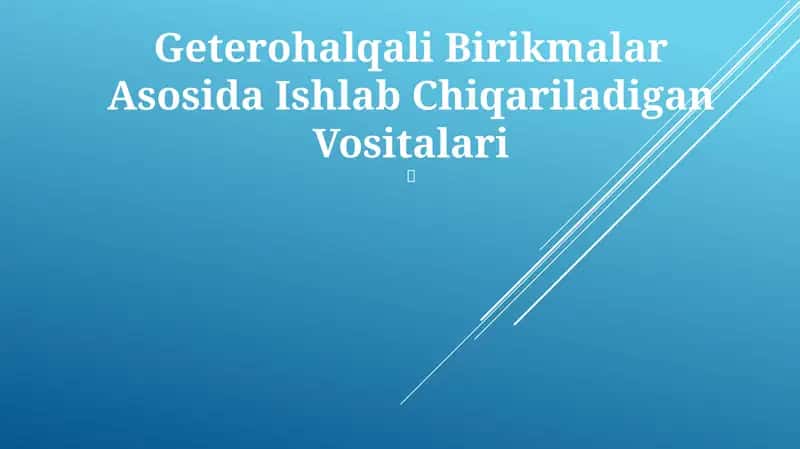 Geterohalqali Birikmalar Asosida Ishlab Chiqariladigan Vositalari 1