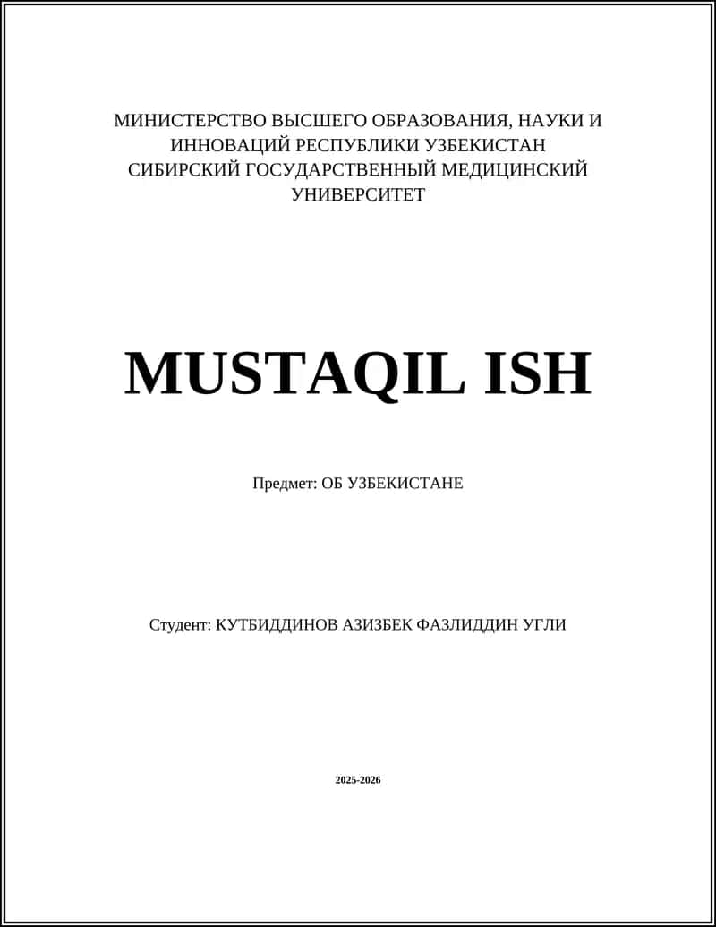 MUSTAQIL ISH 1