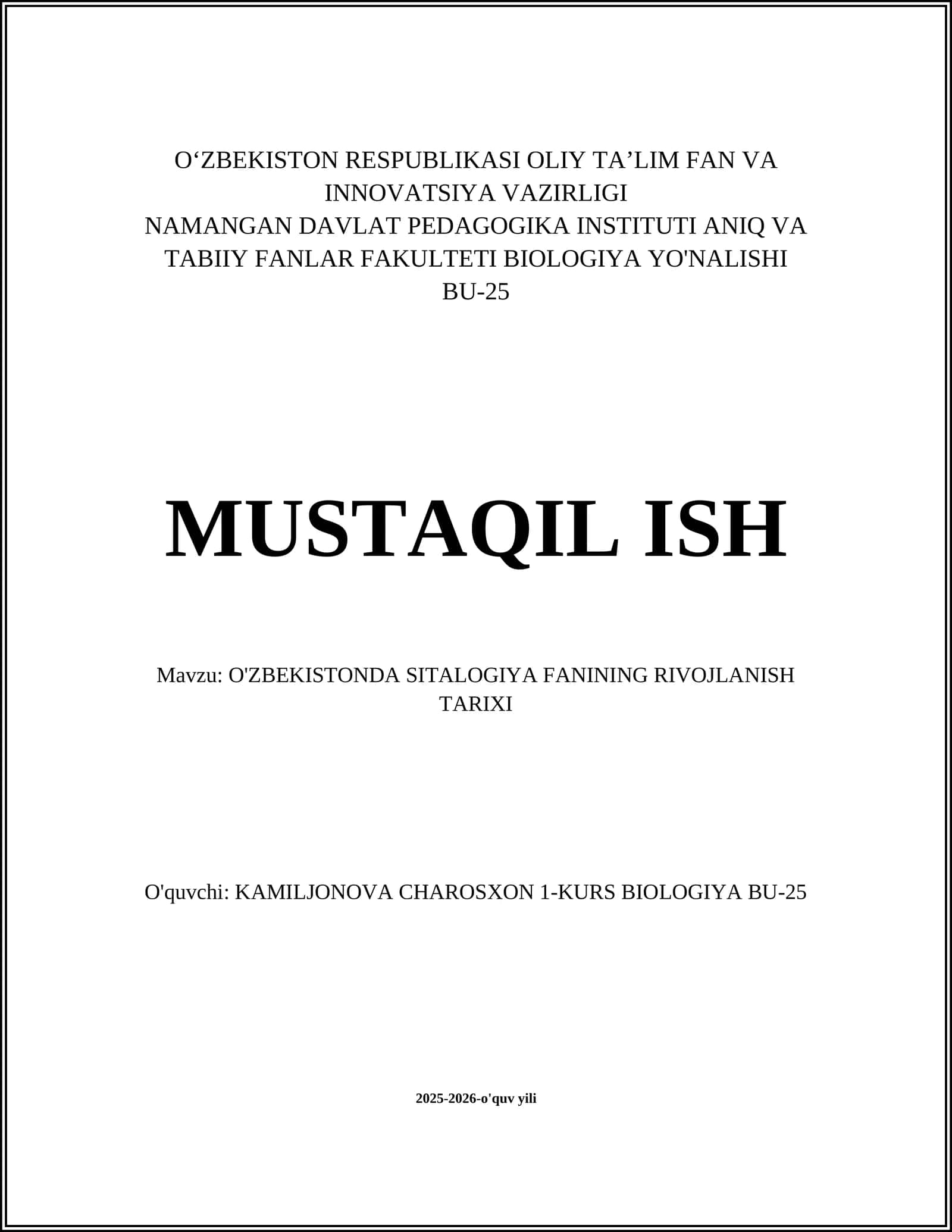 O'ZBEKISTONDA SITALOGIYA FANINING RIVOJLANISH TARIXI 1