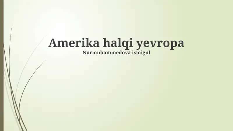 Amerika va Yevropa 1