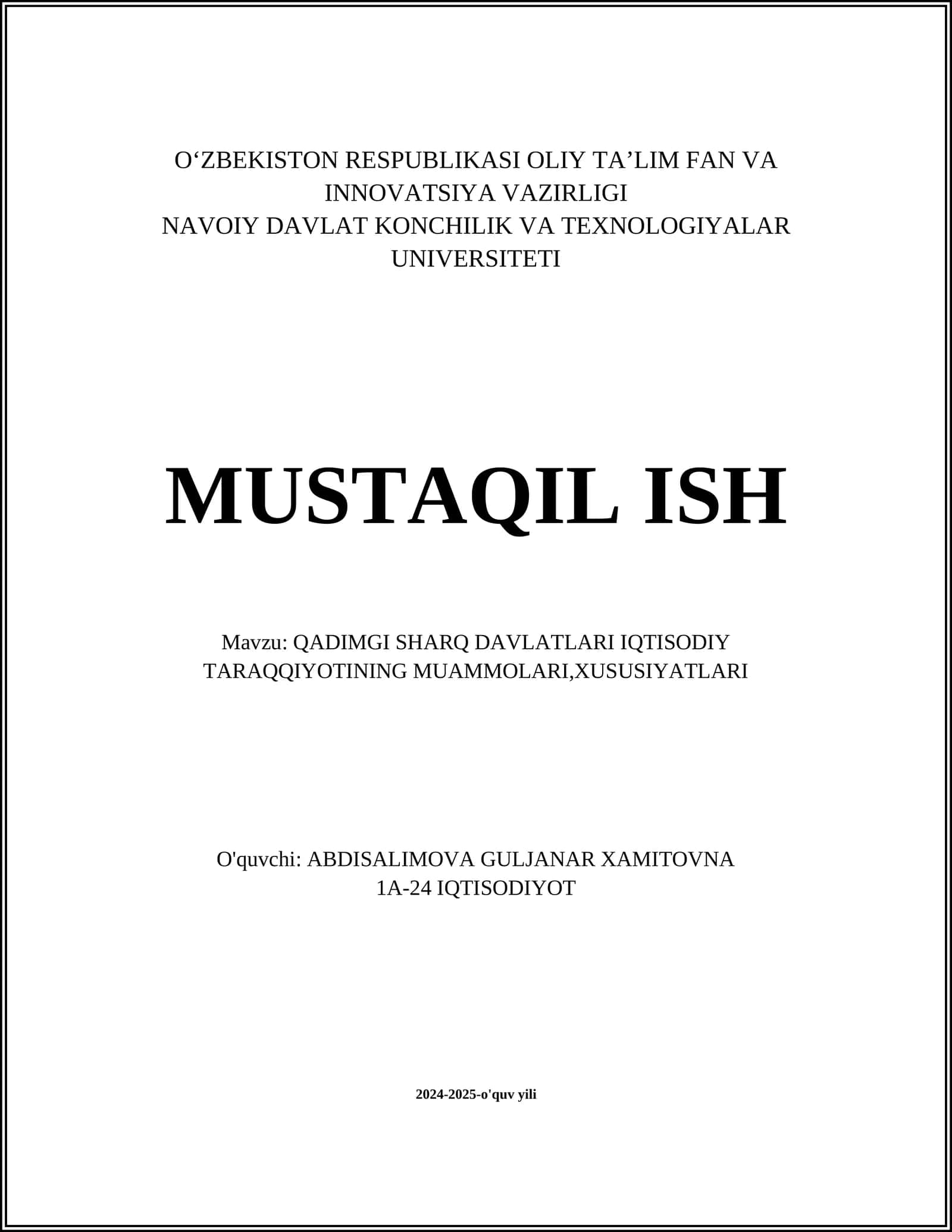 QADIMGI SHARQ DAVLATLARI IQTISODIY TARAQQIYOTINING MUAMMOLARI,XUSUSIYATLARI 1