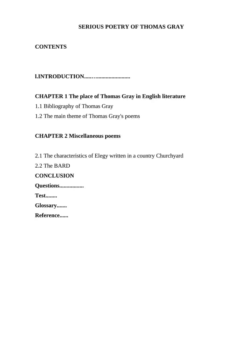 The Serious Poetry of Thomas Gray 1